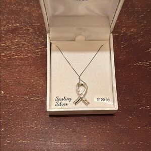 Sterling Silver Cancer Awareness Necklace NWT, Apx 8 Inches